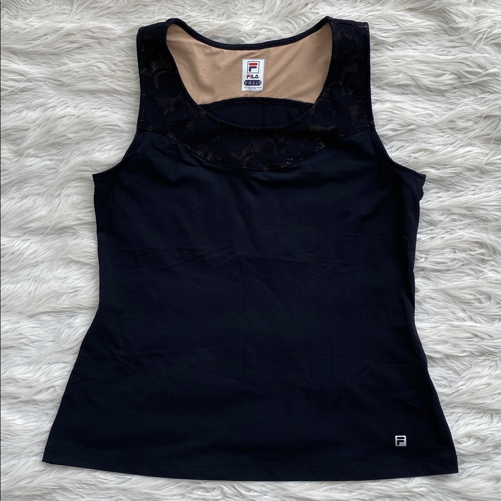Fila | Black Lace Tennis 2-Piece Set Tank Top & Athletic Skort - Picture 2 of 16
